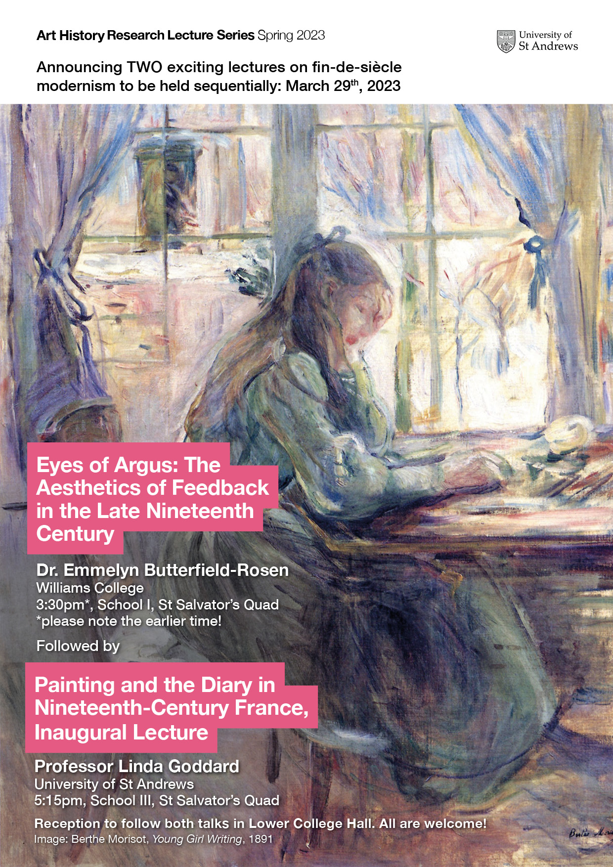 AH Research lecture #2 and Inaugural Lecture poster
